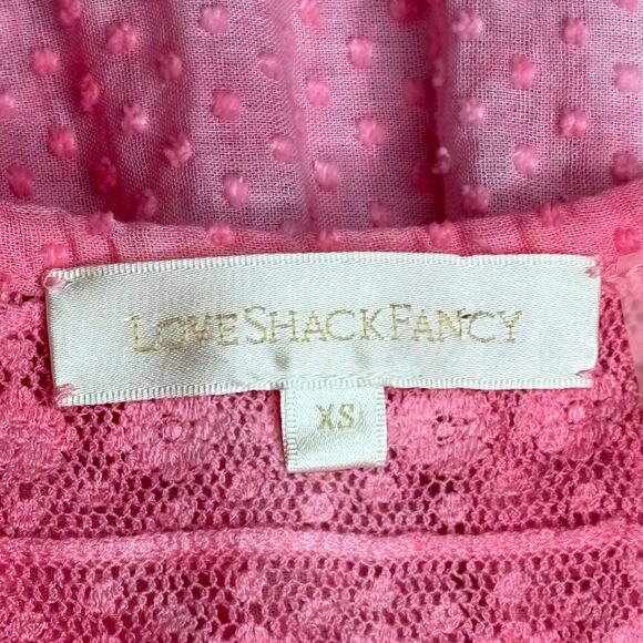 Love Shack Fancy Pink Boho Swiss Dot Eyelet Cotton Bronte XS - Picture 5 of 9